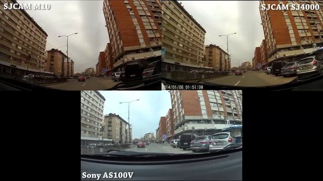 SJ 4000 WiFi vs Sony AS100V vs SJCAM M10 - Dashc Cam comparison смотреть онлайн
