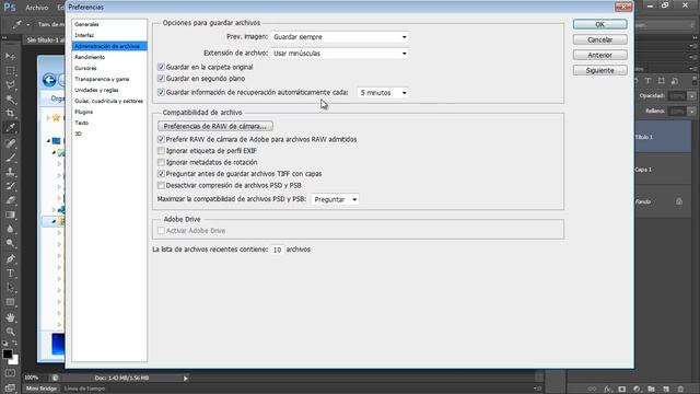 Curso Photoshop CS6 Capítulo 2 Guardar Información Recuperación para Autoguardado 05 смотреть онлайн