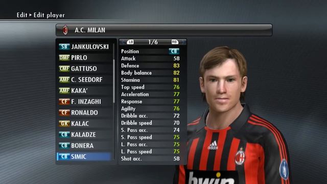 Pro Evolution Soccer 2008 (PES 8) - AC Milan (squad, skills) смотреть онлайн