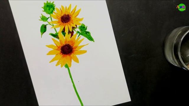 Beautiful Sunflower || Brush Pen Drawing With Water || Unique style ||30 Days Challenge || Day #6 смотреть онлайн