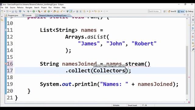 streams collectors join string v2 in java смотреть онлайн