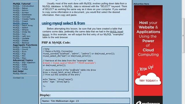 Select data from Mysql using PHP смотреть онлайн
