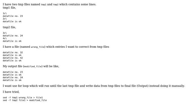 Unix & Linux: How to write data one by one from tmp files to the final output file using for loop? смотреть онлайн