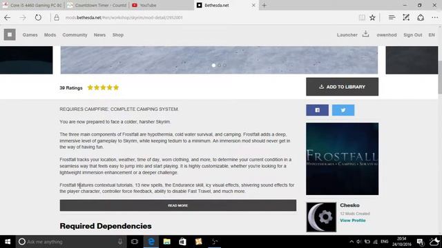FROSTFALL IS NOW CONFIRMED FOR SKYRIM SPECIAL EDITION/SKYRIM SPECIAL EDITION MOD UPDATE
