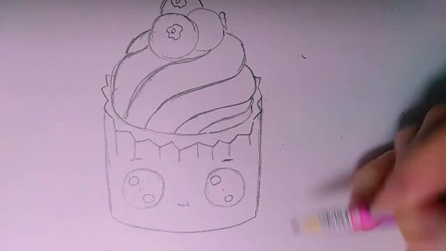 Как нарисовать легко кекс, рисунки для детей, пошагово смотреть онлайн