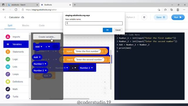 EduBlocks Tutorial : Calculator | Edublocks | Python смотреть онлайн