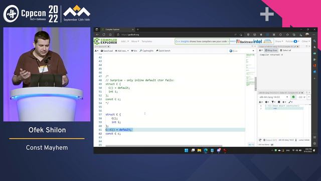 Lightning Talk_ Const Mayhem in C++ - Ofek Shilon - CppCon 2022 смотреть онлайн