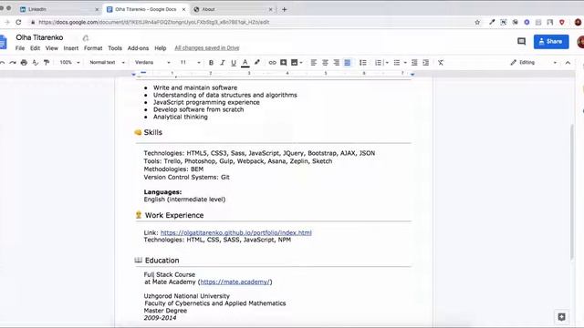 Обзор Резюме | Веб-разработчик смотреть онлайн