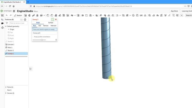Onshape Tutorial - Helix Curve and Sweep | Part Studio смотреть онлайн
