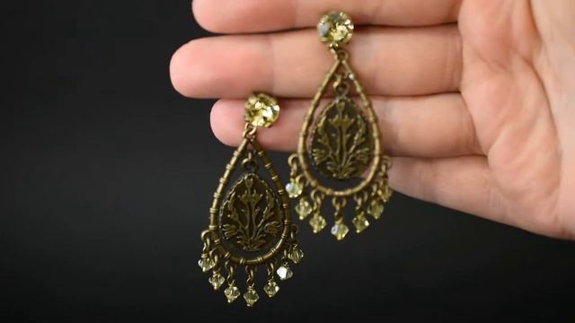 Серьги BOSPHORUS античная латунь с кристаллами Сваровски смотреть онлайн