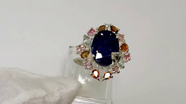 Серебряное кольцо с природным сапфиром "Элизабет" смотреть онлайн