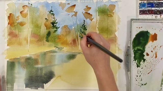 Ранняя весна, пошаговая акварель, живой мастер-класс смотреть онлайн