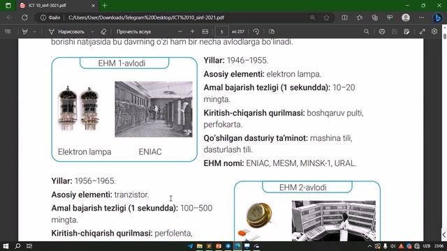 10-sinf Informatika 1-dars: Kompyuterning Rivojlanish Tarixi