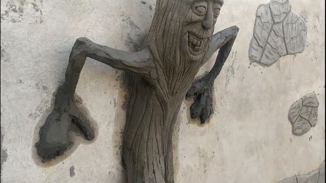 как сделать дерево сказочное с лицом из арт бетона, мастер класс, работа мастерской Бека смотреть онлайн
