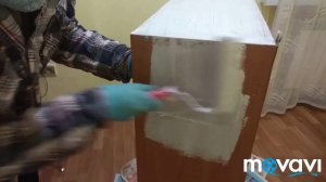 Покраска б/у кухонного шкафчика из дсп 1 этап