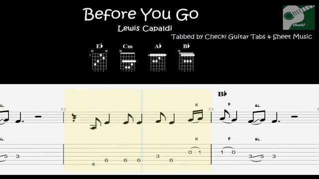 Lewis Capaldi - Before You Go // How to play • Easy Guitar Tutorial (Tabs + Chords) смотреть онлайн