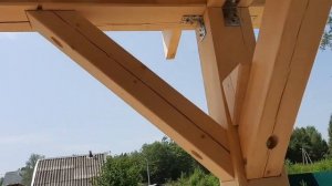 Строительство навеса, беседки 5м на 4м (день 7): декорируем крепёжные элементы.