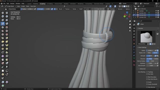 Метелка Ведьмы - Blender 3.6 (timelapse) смотреть онлайн