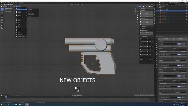BLENDER 2.90 LASER GUN MODELING BOOL TOOL TUTORIAL смотреть онлайн