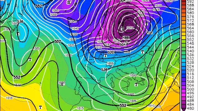 АРХИВ ПОГОДЫ | Январь 1940: геопотенциал 500 гПа и атмосферное давление смотреть онлайн
