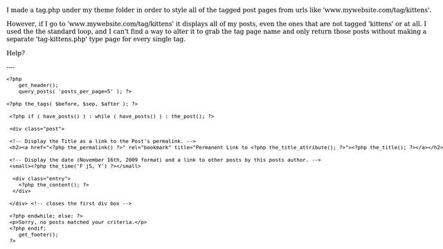 Wordpress: Can't Get 'tag' Page To Display only Tagged Posts смотреть онлайн