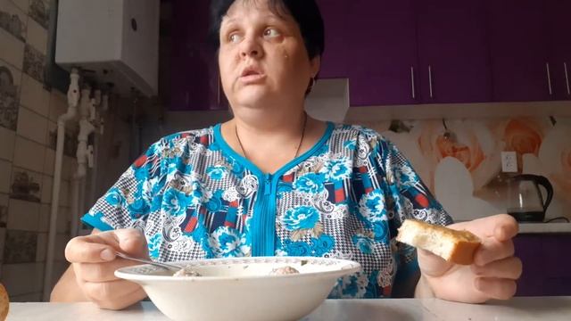 #мукбанг# греемся горячим #супом с фрикадельками