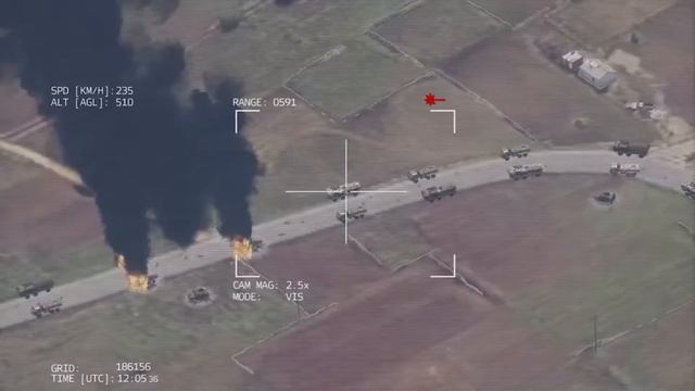 Undermining a large column of Russian equipment with fuel from a drone - Arma 3 смотреть онлайн