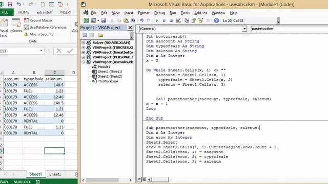 How to transfer variables to a subroutine in VBA смотреть онлайн