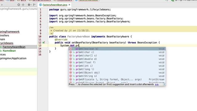 Spring's BeanFactoryAware Interface смотреть онлайн