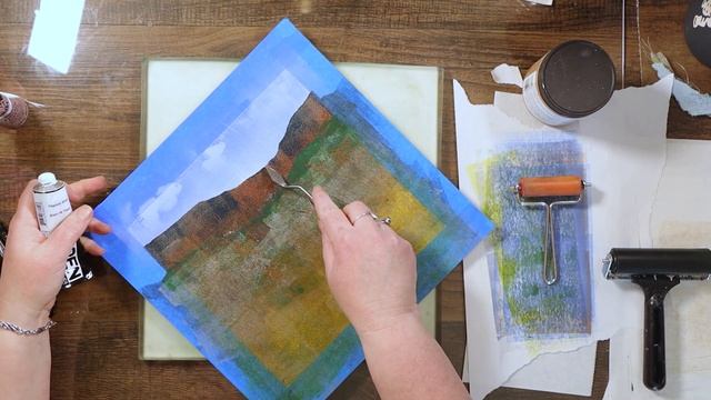 Stunning abstract landscape monotype - printing without a press смотреть онлайн