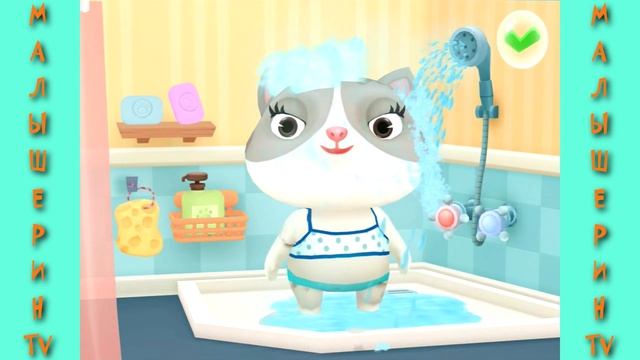 Играем в игру про животных и учимся правильно умываться. смотреть онлайн