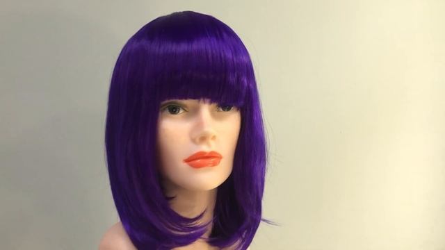 Парик каре с челкой фиолетовый