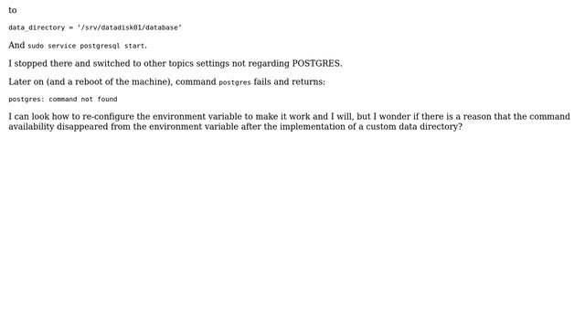 "postgres: command not found" / after regular install of postgres and configure new data directory смотреть онлайн