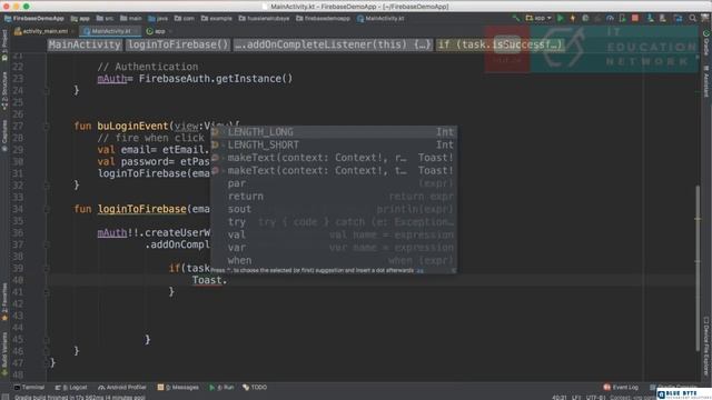 Kotlin android tutorial - 60 - Firebase Authentication смотреть онлайн