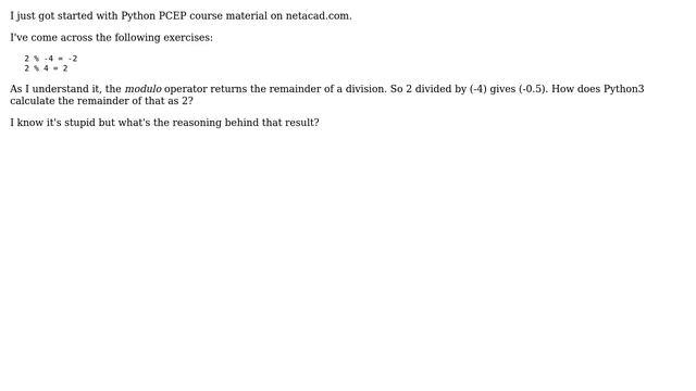 Computer Science: Meaning of this python modulo operator exercise? смотреть онлайн