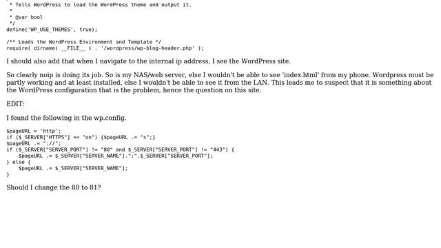 What should index.php contain on Synology NAS to get external access to Wordpress to work? смотреть онлайн