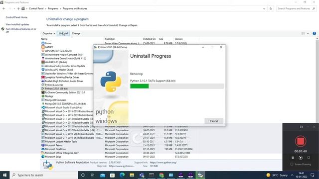 HOW TO UNINSTALL PYTHON 3.10.1 ON WINDOWS IN 2022 || TUTORIAL IN 3 MINS смотреть онлайн
