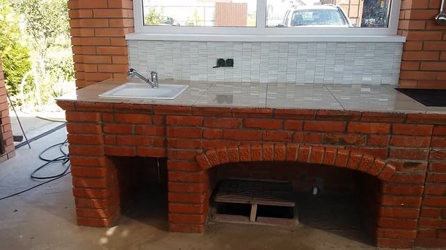 Печка мангал из простого кирпича точенный