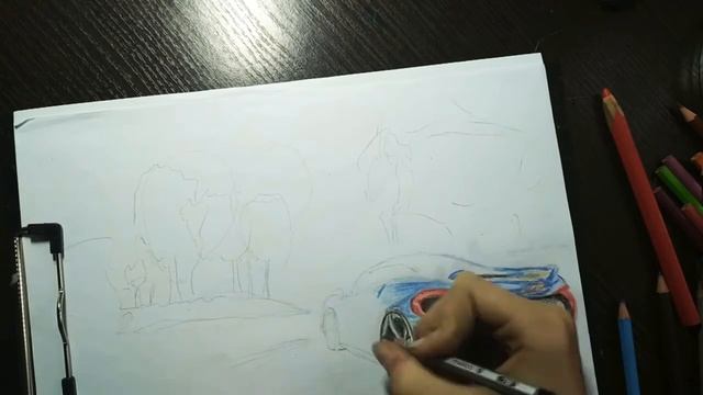 рисунок цветными карандашами MCLAREN как нарисовать машину смотреть онлайн