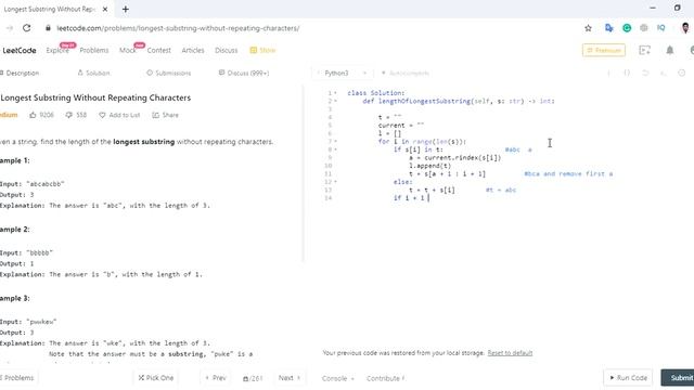 Longest Substring Without Repeating Characters Leetcode Solution | Python смотреть онлайн