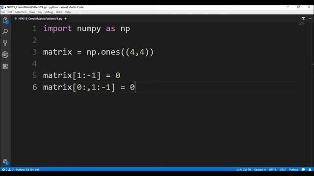 numpy create matrix patterns v4 смотреть онлайн