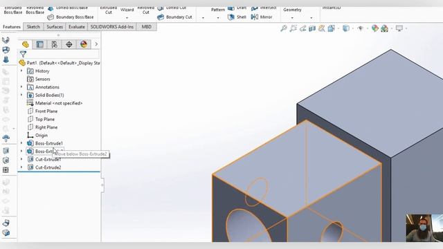 SOLIDWORKS TUTORIAL: How to move features within a model смотреть онлайн