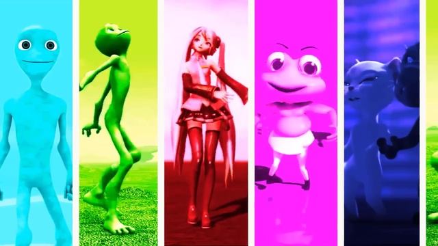 Dame Tu Cosita VS Gummy Bear VS Me Kemaste VS Crazy Frog Alien Green Color Dance Challenge