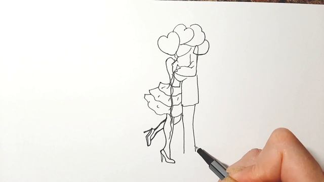 Как нарисовать Влюбленную пару/ Рисунок ко Дню Святого Валентина/Рисуем парня с девушкой смотреть онлайн