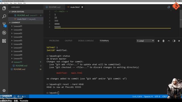 11★Git入门★返回过去1 git reset --hard смотреть онлайн