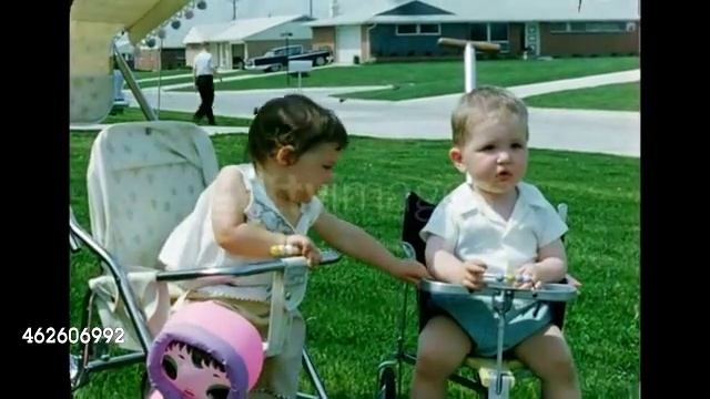 1950s HOME MOVIE Baby Boy and Girl sitting on strollers 462606992 смотреть онлайн