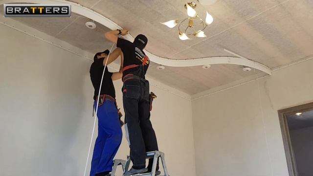 Полный монтаж натяжного потолка! Двух уровневый! Профиль Flexy! смотреть онлайн