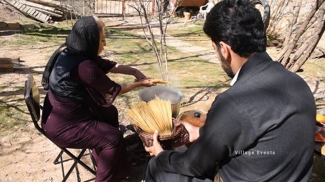 IRAN Cooking Yummy Noodles In Village | Delicious Rural Macaroni Pasta Recipe