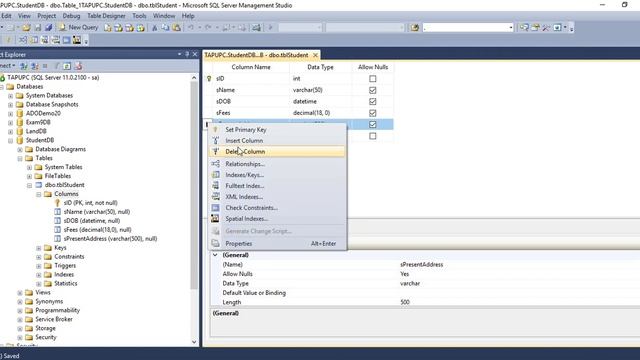 Create table in SQL Server using design view смотреть онлайн