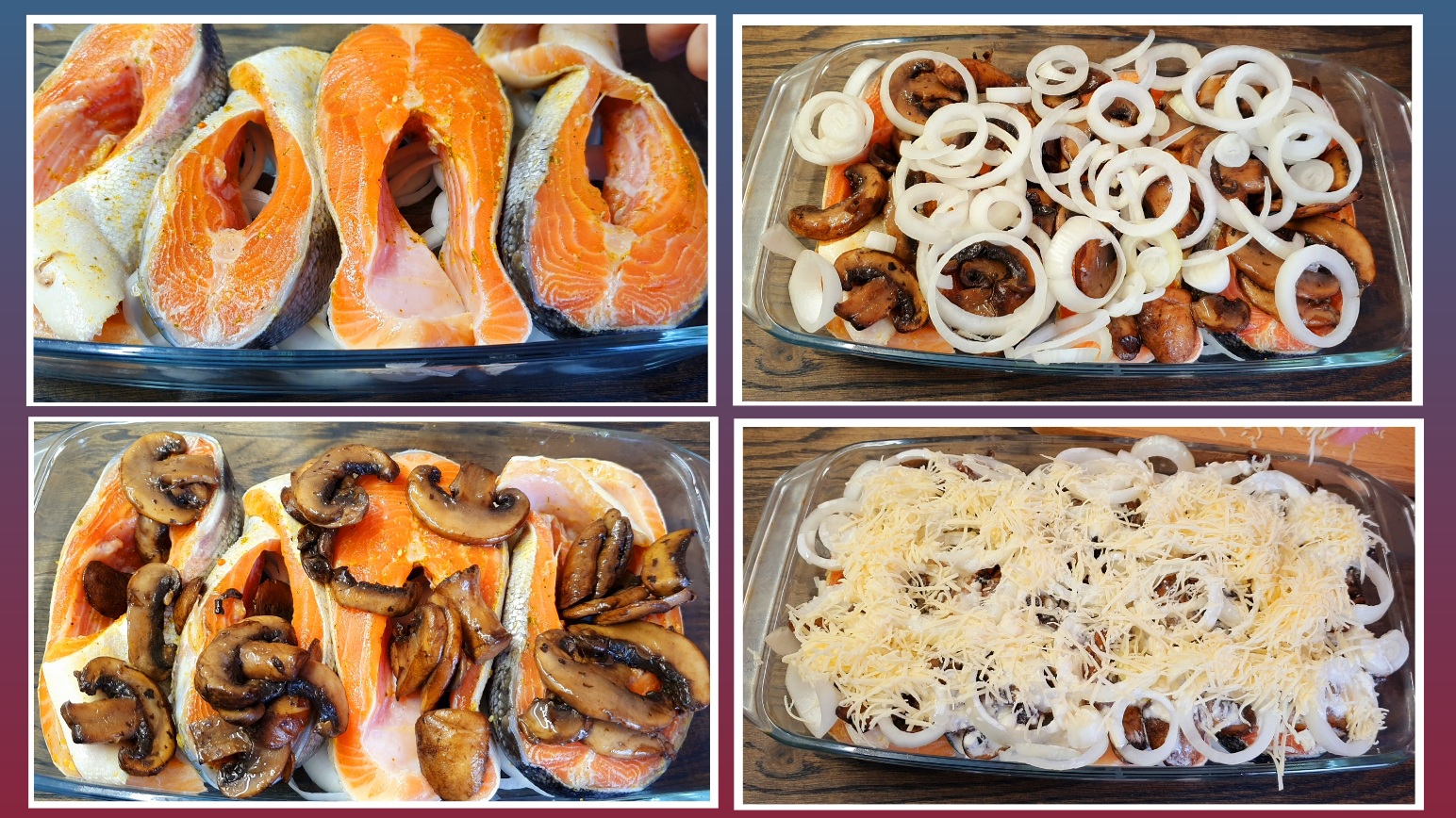 Рыба в духовке с грибами и луком запеченная под сыром. смотреть онлайн